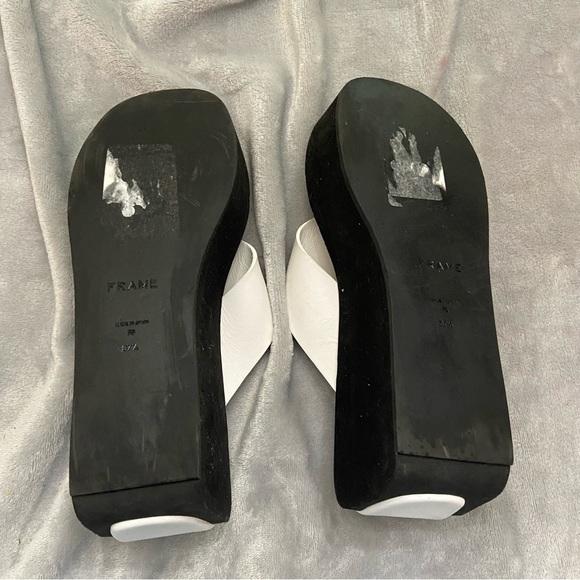New! Frame Le Ocean chunky platform Wedge thong Sandals Size 37.5 white - Picture 8 of 9